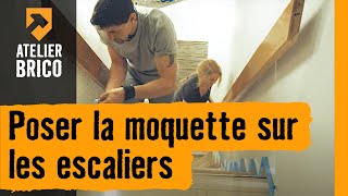 Poser la moquette sur les escaliers  Atelier brico HORNBACH [upl. by Eduj]