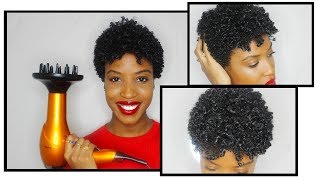 How to Use a Diffuser on Short Natural Hair  Updated Wash  Go Routine Post Big Chop [upl. by Kiele]