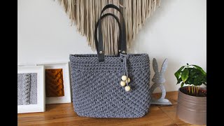 Crochet tote bag free pattern Wyjątkowa torebka na szydełku jak szydełkować na bazie z ekoskóry [upl. by Adala]