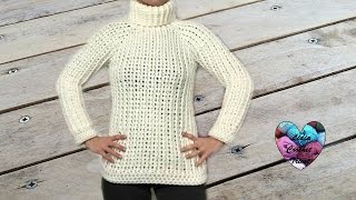 Pull Crochet point relief toutes tailles 12  Sweater all sizes crochet english subtitles [upl. by Iew]